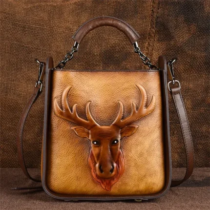 Women Retro Reindeer Design Top-handle Shoulder Bag