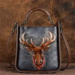 Women Retro Reindeer Design Top-handle Shoulder Bag - Image 4