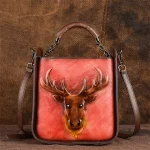 Women Retro Reindeer Design Top-handle Shoulder Bag - Image 6