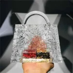 Women Fashion Transprent Ice Crack Chain Acrylic Evening Bag