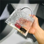 Women Fashion Transprent Ice Crack Chain Acrylic Evening Bag - Image 4