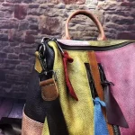 Retro Style Women Fashion Blocking Color Patchwork Design Backpack - Image 5