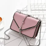 Women Fashion Metal Chain Rivet Design Crossbody Bag - Image 3