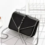 Women Fashion Metal Chain Rivet Design Crossbody Bag - Image 4