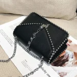 Women Fashion Metal Chain Rivet Design Crossbody Bag - Image 5
