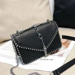 Women Fashion Metal Chain Rivet Design Crossbody Bag - Image 6