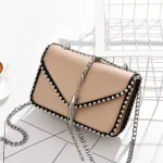 Women Fashion Metal Chain Rivet Design Crossbody Bag - Image 7