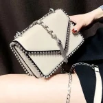 Women Fashion Metal Chain Rivet Design Crossbody Bag - Image 8