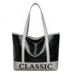 Women Leisure Letter Print Block Color Tote Bag - Image 2