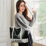Women Leisure Letter Print Block Color Tote Bag - Image 8