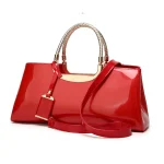 Fashion Women Elegant Patent Leather Solid Color Large-capacity Handle Bag - Image 2