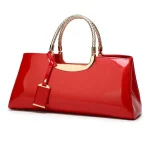 Fashion Women Elegant Patent Leather Solid Color Large-capacity Handle Bag - Image 4