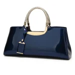 Fashion Women Elegant Patent Leather Solid Color Large-capacity Handle Bag - Image 6