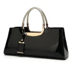 Fashion Women Elegant Patent Leather Solid Color Large-capacity Handle Bag - Image 7