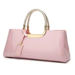 Fashion Women Elegant Patent Leather Solid Color Large-capacity Handle Bag - Image 8