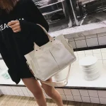 Women Casual Multi Pocket Design Solid Color Shoulder Handle Bag - Image 2