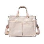 Women Casual Multi Pocket Design Solid Color Shoulder Handle Bag - Image 5