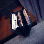 Women Fashion Color Blocking Crocodile Grain Long Wallet PU Purse - Image 5