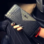 Women Fashion Color Blocking Crocodile Grain Long Wallet PU Purse - Image 8