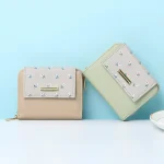 Women Basic Flower Pattern Buckle Zipper Design PU Wallet