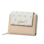 Women Basic Flower Pattern Buckle Zipper Design PU Wallet - Image 4