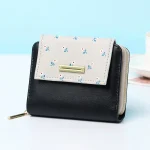 Women Basic Flower Pattern Buckle Zipper Design PU Wallet - Image 6