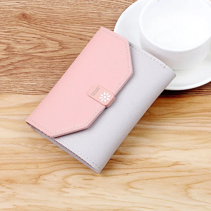 T1035CA1A0_118322.webp Women Basic Folding Buckle Design Color Blocking PU Wallet - Image 1