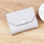 Women Basic Folding Buckle Design Color Blocking PU Wallet - Image 4