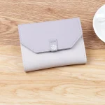 Women Basic Folding Buckle Design Color Blocking PU Wallet - Image 5