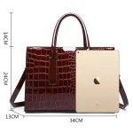 Women Vintage Zipper Design Crocodile Pattern Large Capacity PU Handle Bag - Image 5