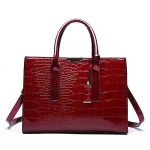 Women Vintage Zipper Design Crocodile Pattern Large Capacity PU Handle Bag - Image 8