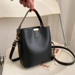 Women Simple Solid Color Bucket Crossbody Bag