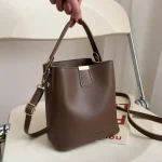 Women Simple Solid Color Bucket Crossbody Bag - Image 2
