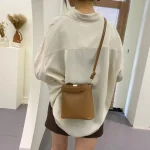 Women Simple Solid Color Bucket Crossbody Bag - Image 3