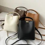 Women Simple Solid Color Bucket Crossbody Bag - Image 5