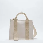 Women Casual Basic Letter Embroidery Design Large Capacity Canvas Tote - Image 7