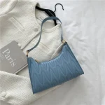 Women Basic Zipper Crease Design Solid Color PU Underarm Bag - Image 8