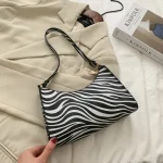 Women Chic Zipper Design Zebra Leopard Cow Pattern PU Underarm Bag - Image 6