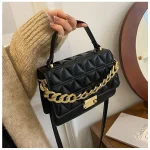 Women Casual Chain Design Rhombus Embossing Solid Color PU Crossbody Bag - Image 7