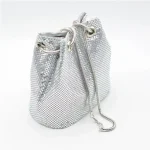 Women Fashion Sparkling Drawstring Design Sequin Decorative Bucket Evening Bag - Image 2