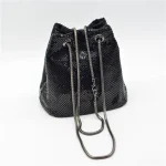 Women Fashion Sparkling Drawstring Design Sequin Decorative Bucket Evening Bag - Image 7