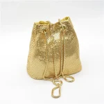 Women Fashion Sparkling Drawstring Design Sequin Decorative Bucket Evening Bag - Image 8