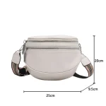Women Fashion Double Layer Zipper Design Wide Straps Solid Color PU Chest Bag - Image 5