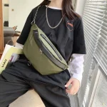 Women Fashion Zipper Design Leopard Pattern PU Chest Bag - Image 2