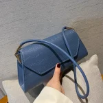 Women Fashion Flap Magnetic Buckle Design Crocodile Pattern PU Shoulder Bag - Image 3