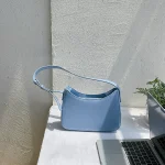 Women Fashion Basic Zipper Design Solid Color PU Underarm Bag - Image 7