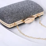Women Fashion Sparkling Buckle Design Square Evening Bag - Image 3