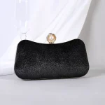 Women Vintage Chic Pearl Rhinestone Embellished Velvet Evening Bag
