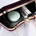 Women Vintage Chic Pearl Rhinestone Embellished Velvet Evening Bag - Image 5