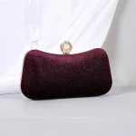 Women Vintage Chic Pearl Rhinestone Embellished Velvet Evening Bag - Image 6